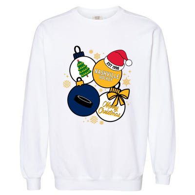 Merry Christmas Nashville Hockey Est 1998 Garment-Dyed Sweatshirt