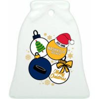 Merry Christmas Nashville Hockey Est 1998 Ceramic Bell Ornament