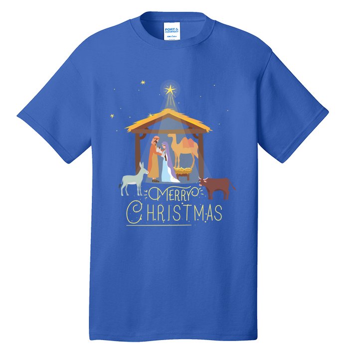 Merry Christmas Nativity Scene North Star Jesus Great Gift Tall T-Shirt