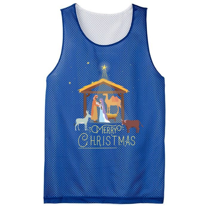 Merry Christmas Nativity Scene North Star Jesus Great Gift Mesh Reversible Basketball Jersey Tank