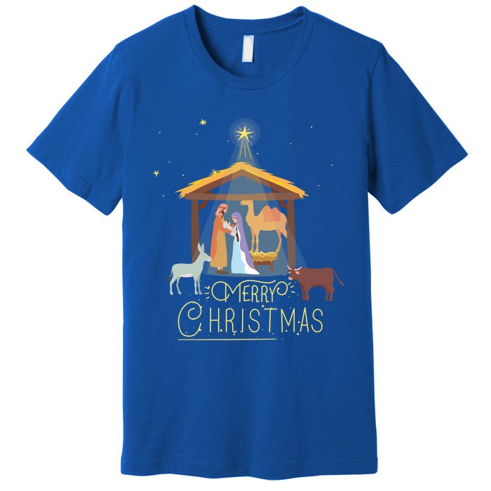 Merry Christmas Nativity Scene North Star Jesus Great Gift Premium T-Shirt