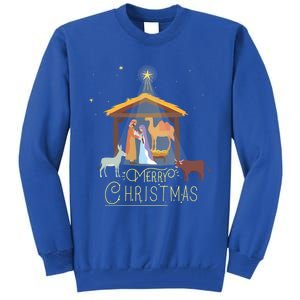 Merry Christmas Nativity Scene North Star Jesus Great Gift Tall Sweatshirt