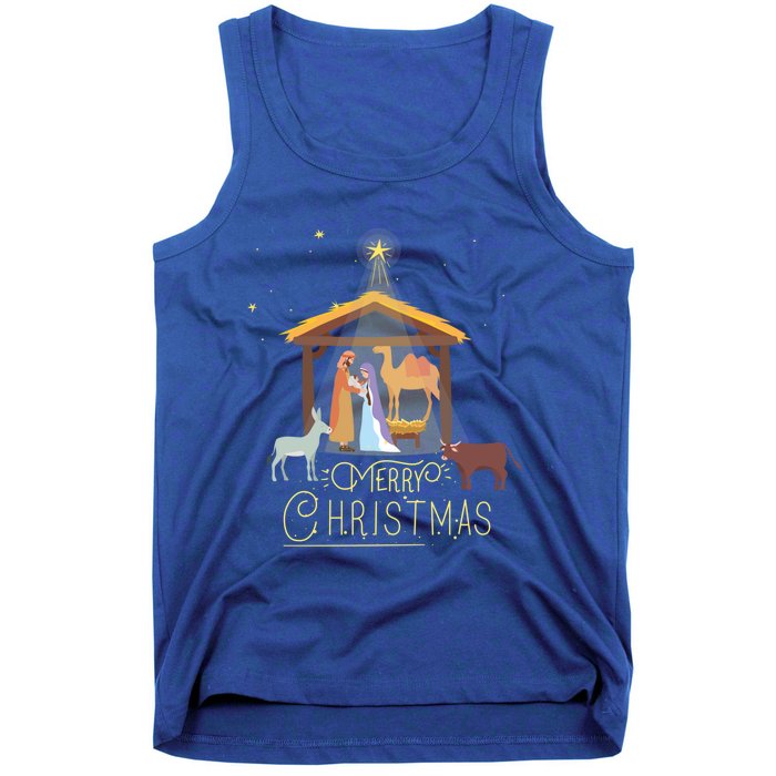 Merry Christmas Nativity Scene North Star Jesus Great Gift Tank Top