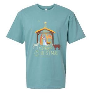 Merry Christmas Nativity Scene North Star Jesus Great Gift Sueded Cloud Jersey T-Shirt