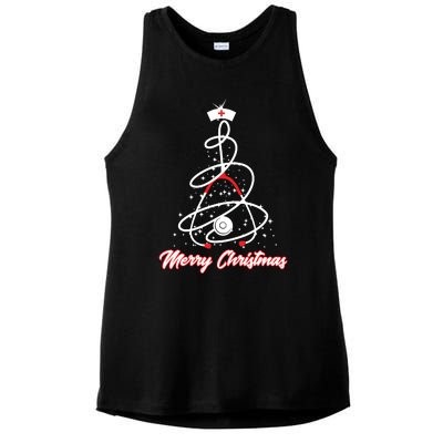 Merry Christmas Nurse Yuletide Practitioners Cute Gift Ladies PosiCharge Tri-Blend Wicking Tank