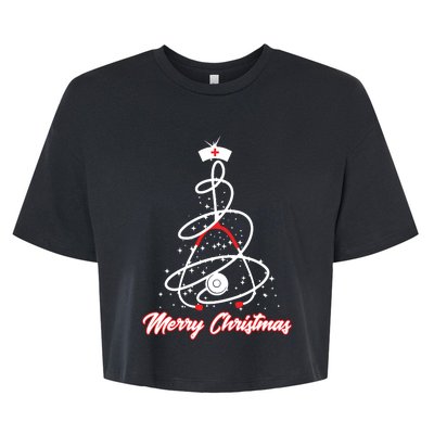 Merry Christmas Nurse Yuletide Practitioners Cute Gift Bella+Canvas Jersey Crop Tee