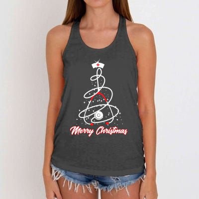 Merry Christmas Nurse Yuletide Practitioners Cute Gift Women's Knotted Racerback Tank