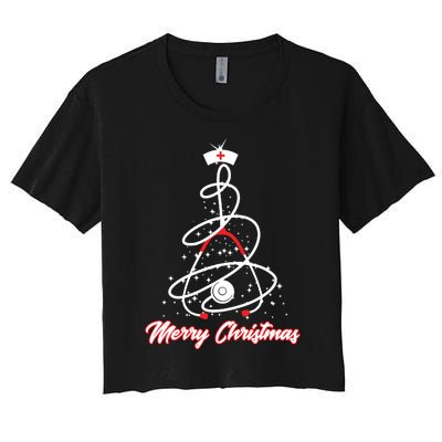 Merry Christmas Nurse Yuletide Practitioners Cute Gift Women's Crop Top Tee