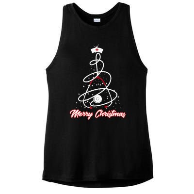 Merry Christmas Nurse Yuletide Practitioners Cute Gift Ladies PosiCharge Tri-Blend Wicking Tank