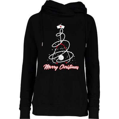 Merry Christmas Nurse Yuletide Practitioners Cute Gift Womens Funnel Neck Pullover Hood