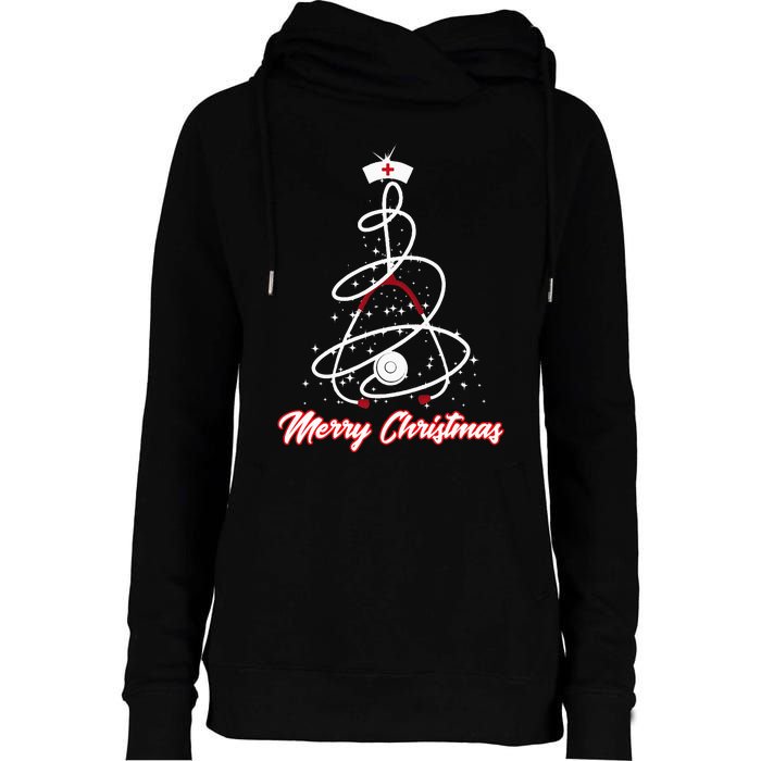 Merry Christmas Nurse Yuletide Practitioners Cute Gift Womens Funnel Neck Pullover Hood