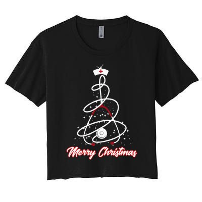 Merry Christmas Nurse Yuletide Practitioners Cute Gift Women's Crop Top Tee