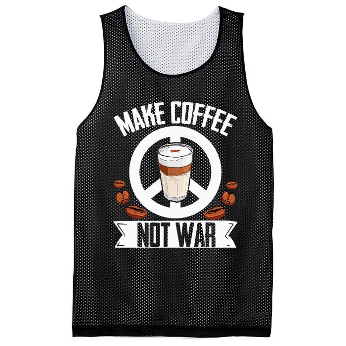 Make Coffee Not War Coffee Bean Barista Drinking  Mesh Reversible Basketball Jersey Tank