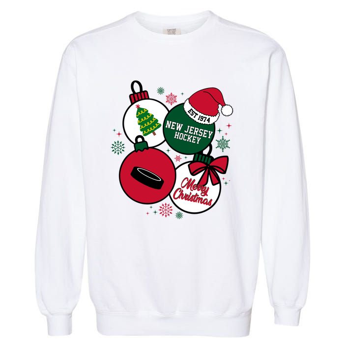 Merry Christmas New Jersey Hockey Est 1974 Garment-Dyed Sweatshirt