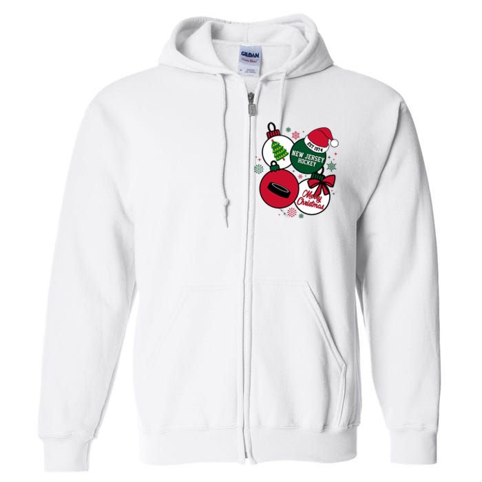 Merry Christmas New Jersey Hockey Est 1974 Full Zip Hoodie