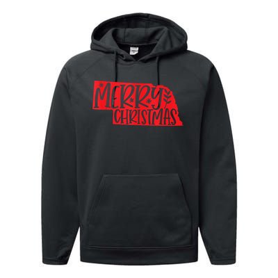 Merry Christmas Nebraska Tank Top Performance Fleece Hoodie