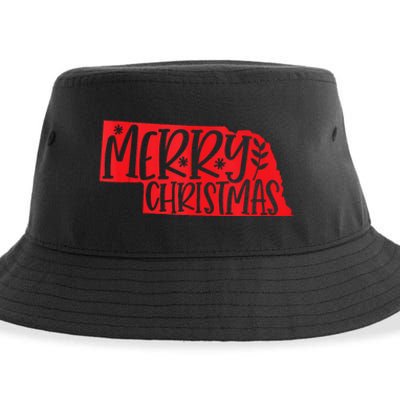 Merry Christmas Nebraska Tank Top Sustainable Bucket Hat