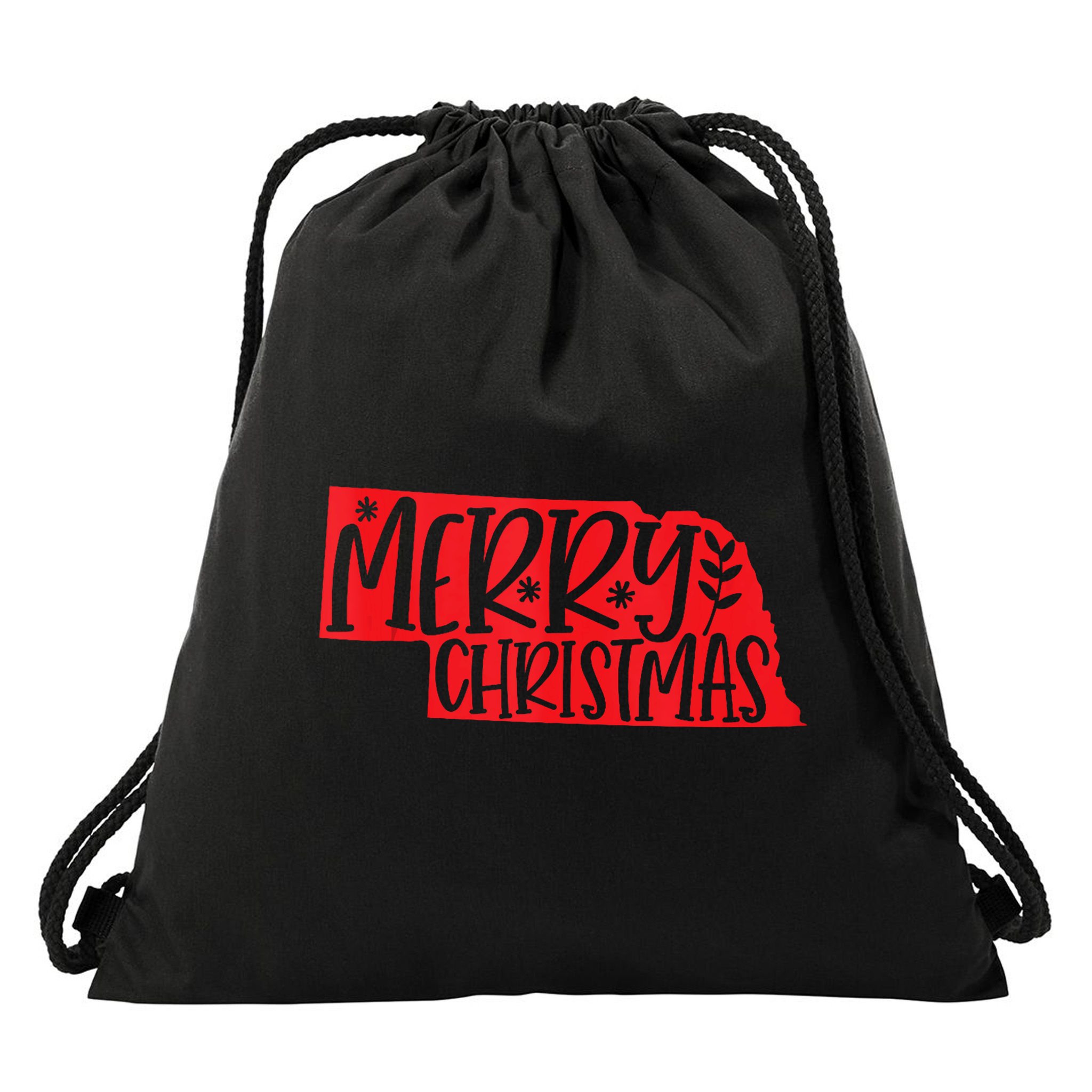 Merry Christmas Nebraska Tank Top Drawstring Bag