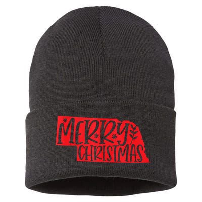 Merry Christmas Nebraska Tank Top Sustainable Knit Beanie