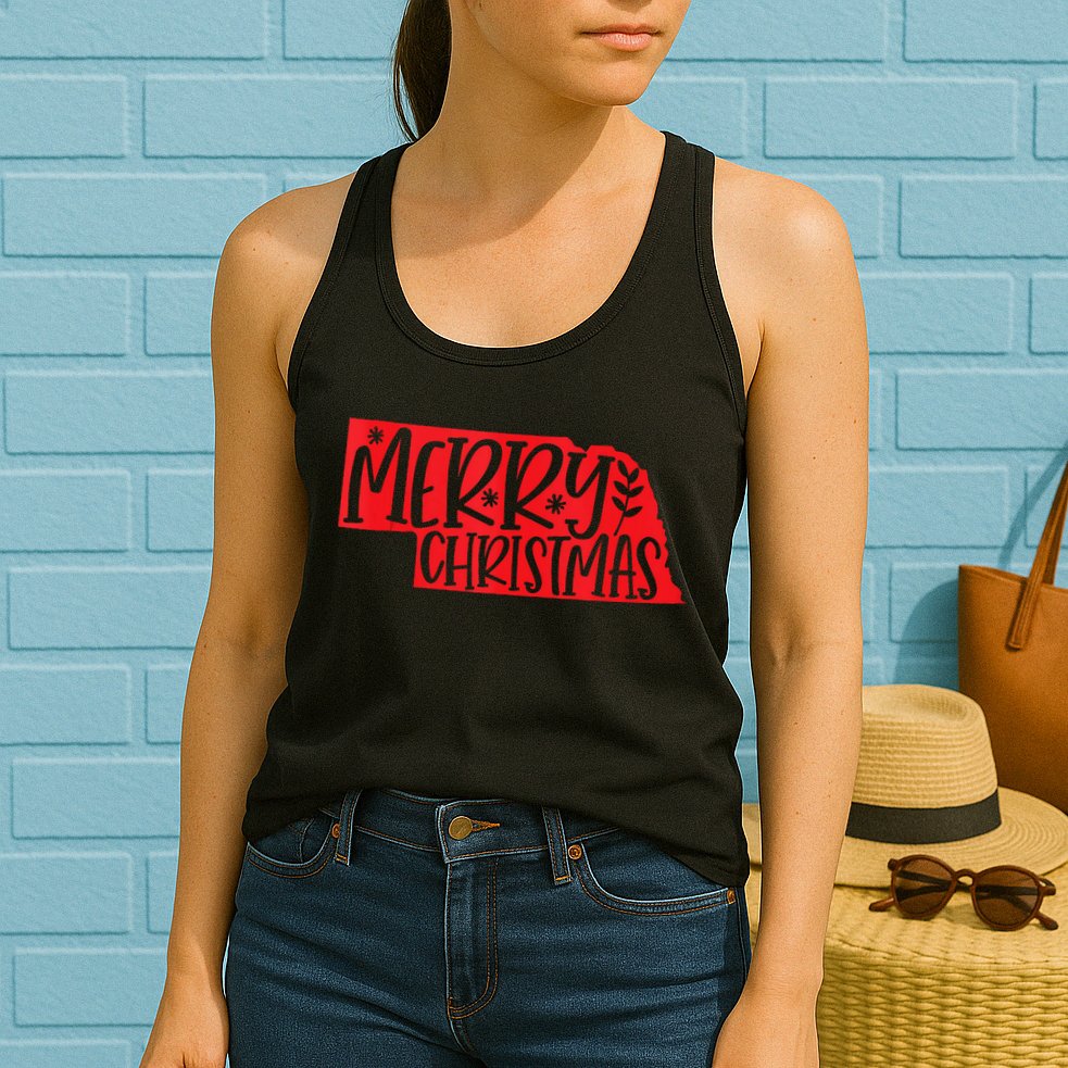 Merry Christmas Nebraska Tank Top Womens Tank Top