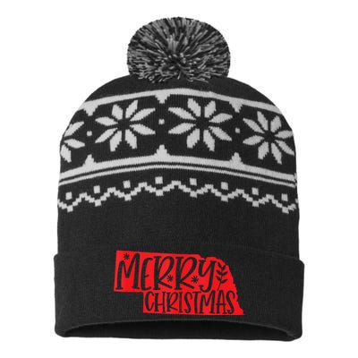 Merry Christmas Nebraska Tank Top USA-Made Snowflake Beanie