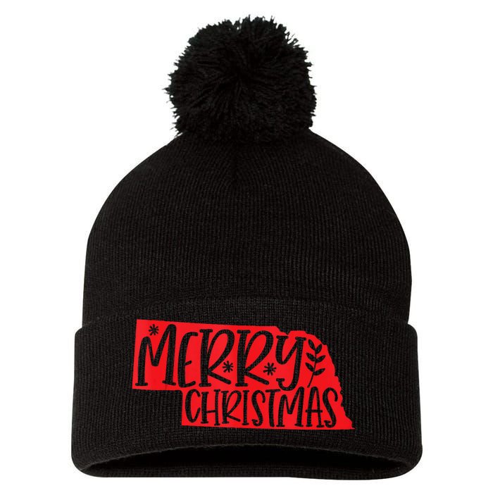 Merry Christmas Nebraska Tank Top Pom Pom 12in Knit Beanie