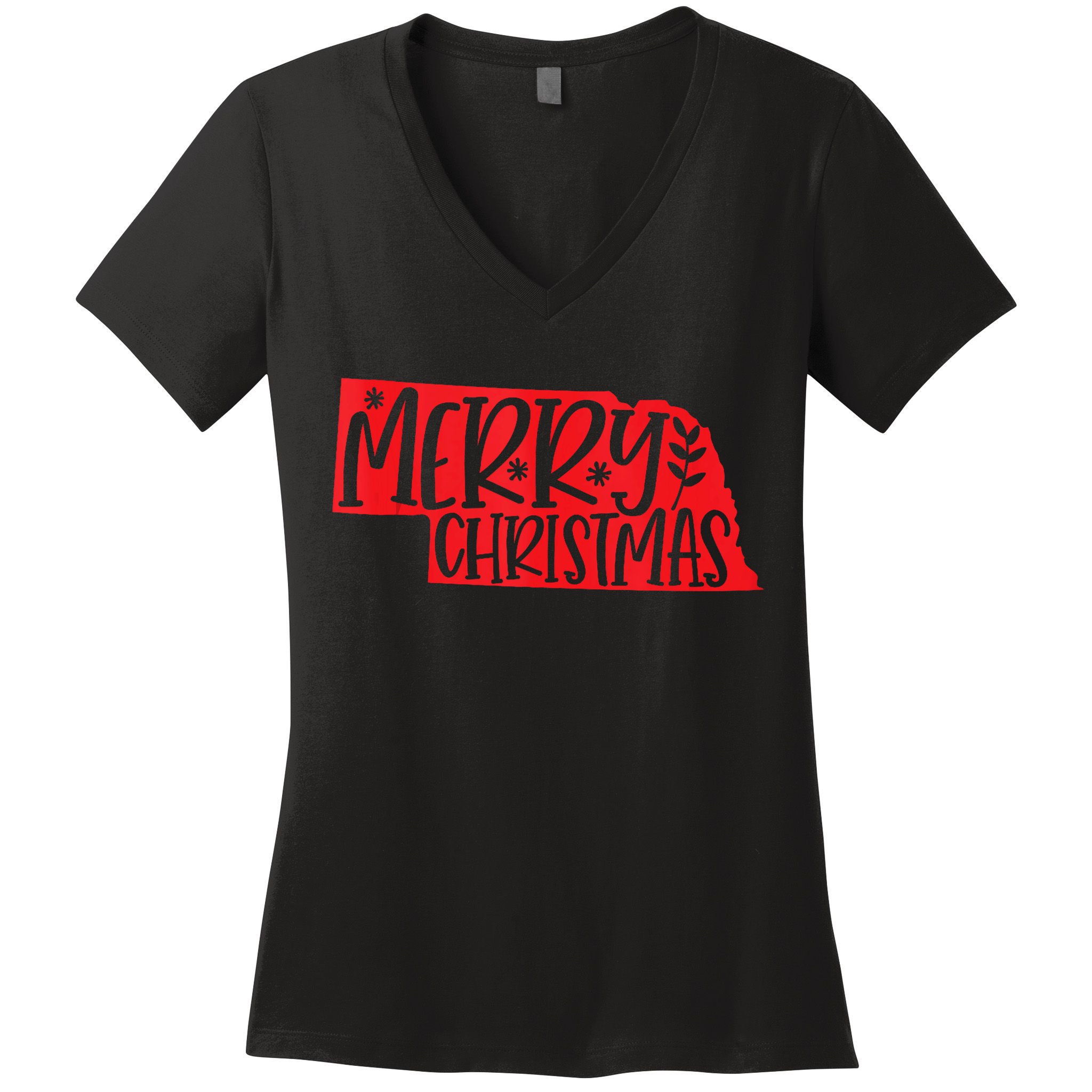 Merry Christmas Nebraska Tank Top Women's V-Neck T-Shirt