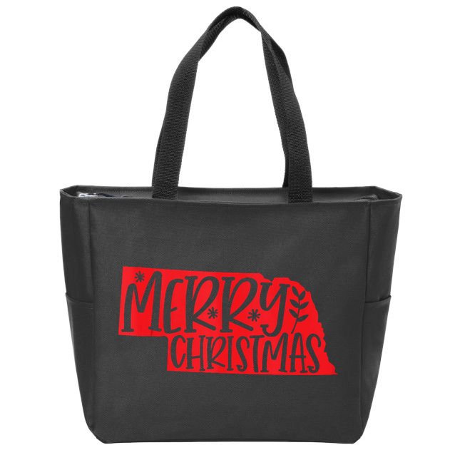Merry Christmas Nebraska Tank Top Zip Tote Bag
