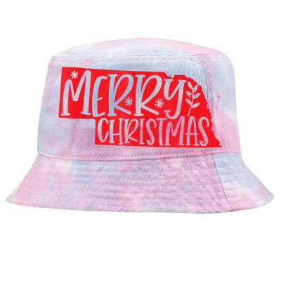 Merry Christmas Nebraska Tank Top Tie-Dyed Bucket Hat