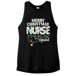 Merry Christmas Nurse Squad Party Nursing Np Rn Xmas Lights Tank Top Ladies PosiCharge Tri-Blend Wicking Tank