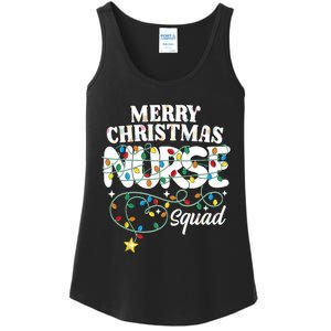 Merry Christmas Nurse Squad Party Nursing Np Rn Xmas Lights Tank Top Ladies Essential Tank