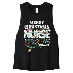 Merry Christmas Nurse Squad Party Nursing Np Rn Xmas Lights Tank Top Women's Racerback Cropped Tank