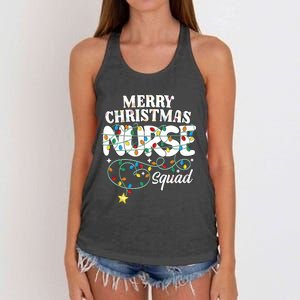 Merry Christmas Nurse Squad Party Nursing Np Rn Xmas Lights Tank Top Women's Knotted Racerback Tank