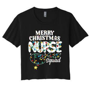 Merry Christmas Nurse Squad Party Nursing Np Rn Xmas Lights Tank Top Women's Crop Top Tee