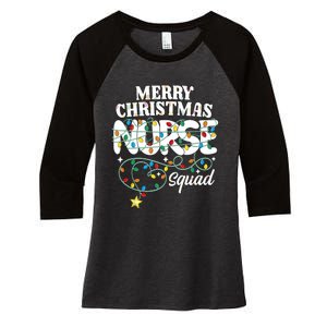 Merry Christmas Nurse Squad Party Nursing Np Rn Xmas Lights Tank Top Women's Tri-Blend 3/4-Sleeve Raglan Shirt