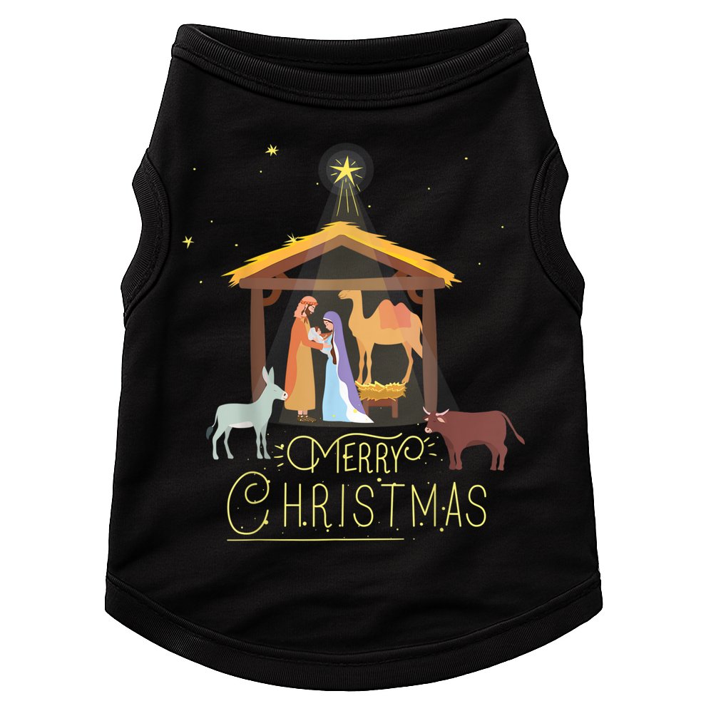 Merry Christmas Nativity Scene North Star Baby Jesus Doggie Tank