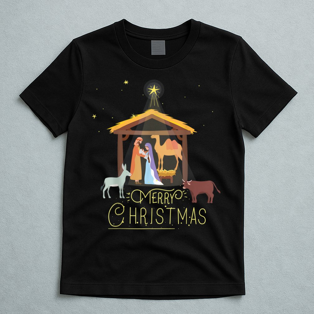 Merry Christmas Nativity Scene North Star Baby Jesus T-Shirt