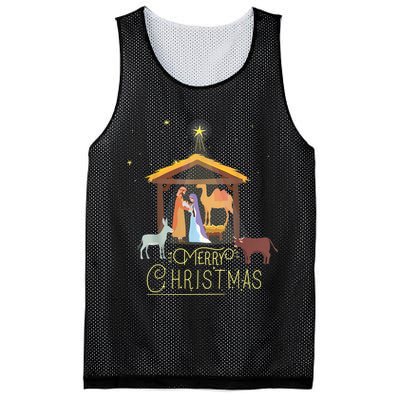 Merry Christmas Nativity Scene North Star Baby Jesus Mesh Reversible Basketball Jersey Tank