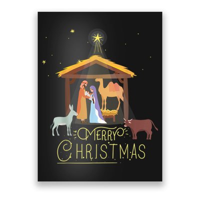 Merry Christmas Nativity Scene North Star Baby Jesus Poster