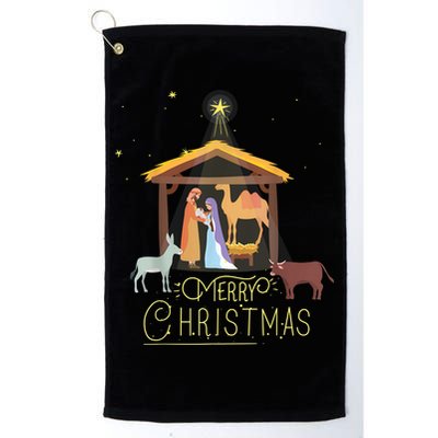 Merry Christmas Nativity Scene North Star Baby Jesus Golf Towel