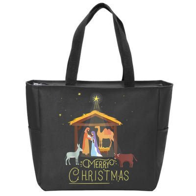 Merry Christmas Nativity Scene North Star Baby Jesus Zip Tote Bag