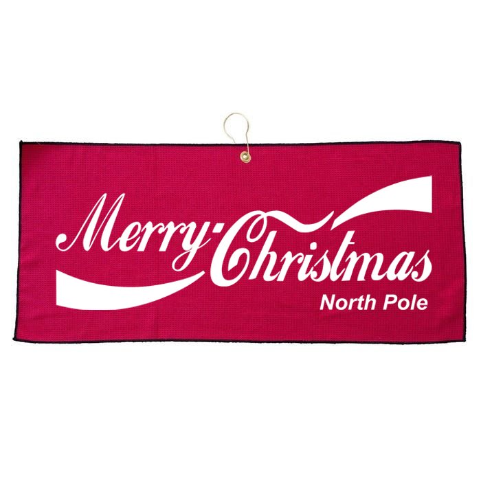 Merry Christmas North Pole Cola Large Microfiber Waffle Golf Towel