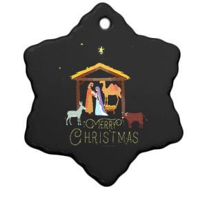 Merry Christmas  Nativity Scene North Star  Baby Jesus Ceramic Star Ornament