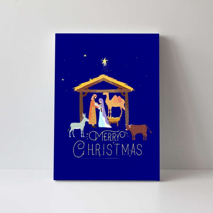 Merry Christmas  Nativity Scene North Star  Baby Jesus Canvas