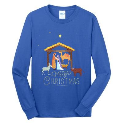 Merry Christmas  Nativity Scene North Star  Baby Jesus Tall Long Sleeve T-Shirt