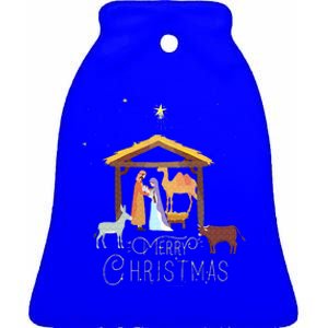 Merry Christmas  Nativity Scene North Star  Baby Jesus Ceramic Bell Ornament