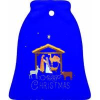 Merry Christmas  Nativity Scene North Star  Baby Jesus Ceramic Bell Ornament