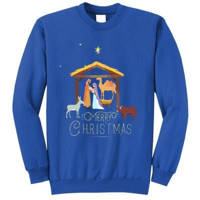 Merry Christmas  Nativity Scene North Star  Baby Jesus Tall Sweatshirt