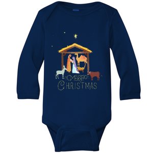 Merry Christmas  Nativity Scene North Star  Baby Jesus Baby Long Sleeve Bodysuit