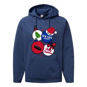 Merry Christmas New York Hockey Est 1926 Performance Fleece Hoodie